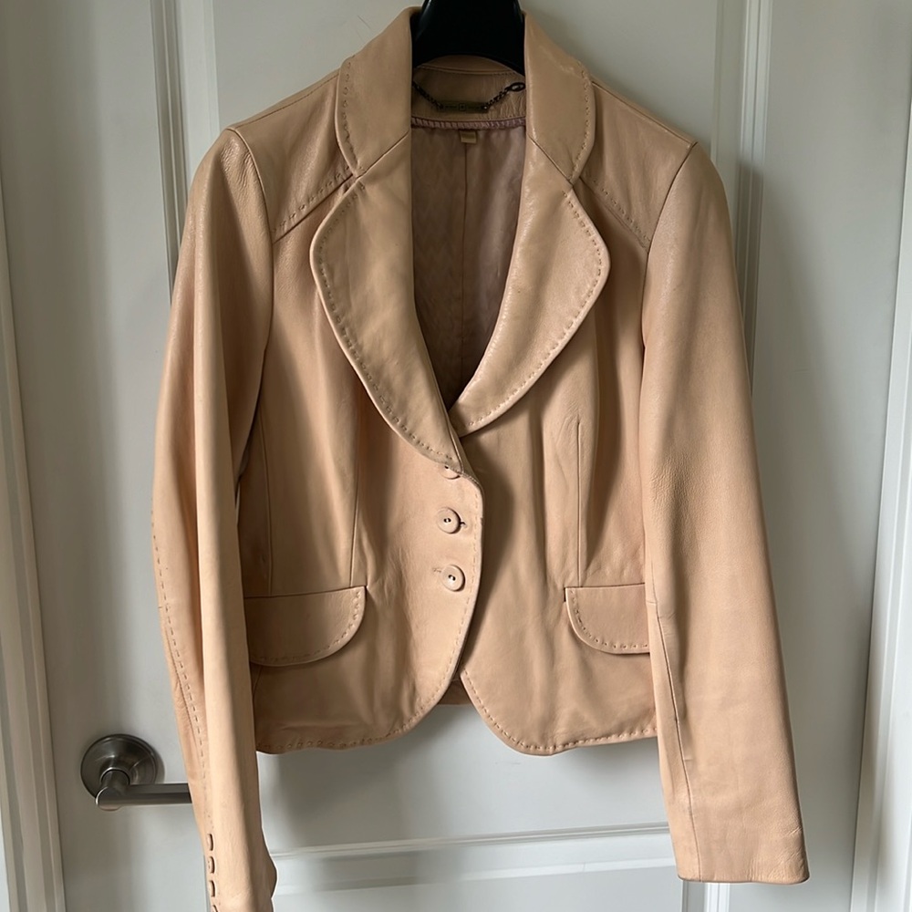 Genuine Leather!  Cream/Tan Blazer